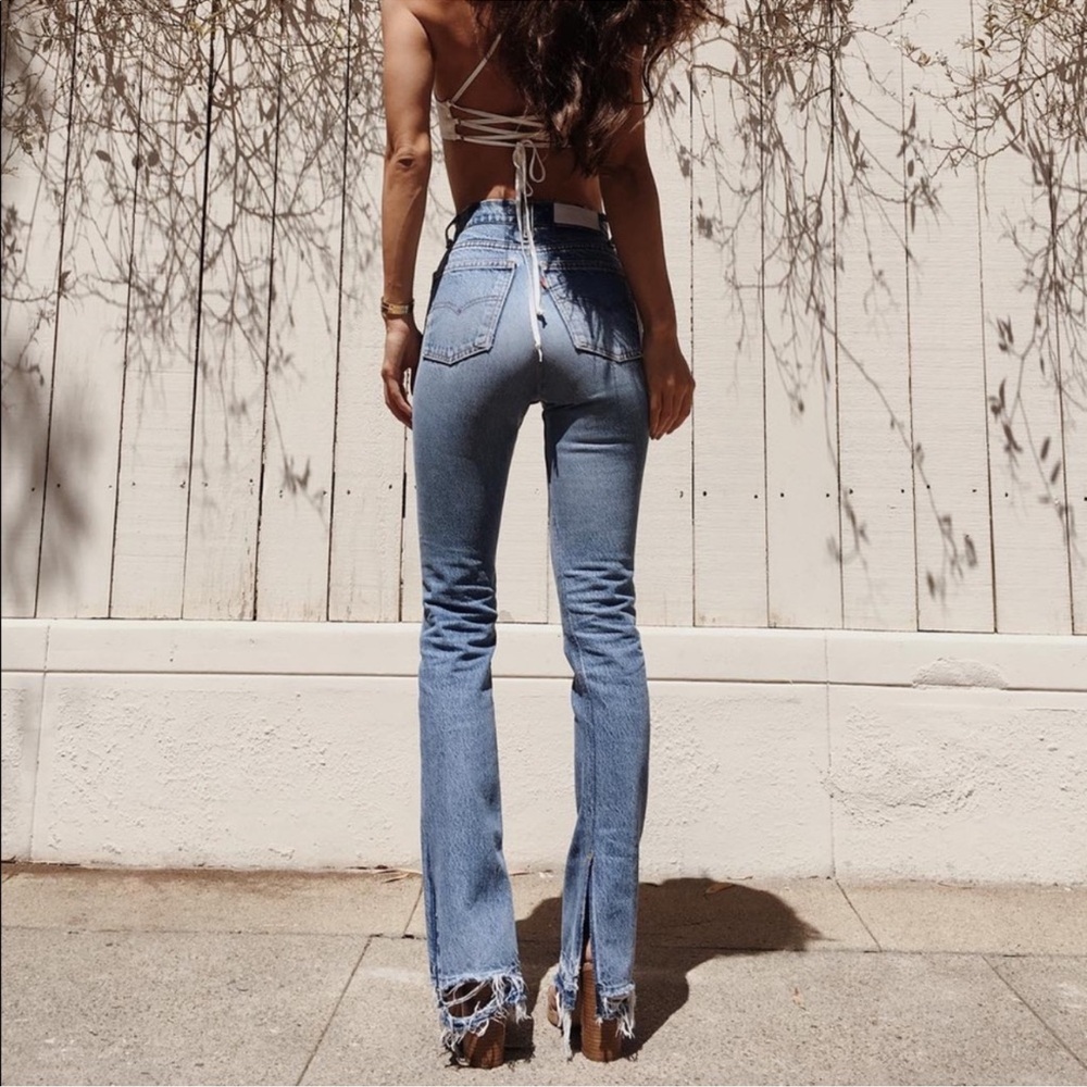 VINTAGE LEVI’S RE/DONE ELSA JEANS High-Rise Light Blue Split-Hem Women’s Jeans